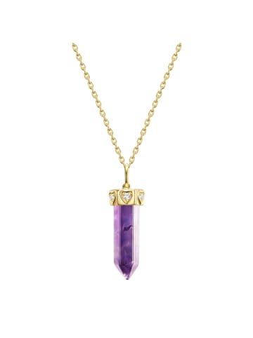 Glanzstücke München Halskette aus Sterling Silber mit Amethyst und Zirkonia in gelbgold