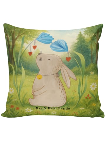 Mr. & Mrs. Panda 40 x 40 Kissen Hase Blume Design ohne Spruch in Weiß