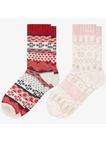 Occulto 2er Pack Dicke Merino Wollsocken Lumi in Rosa-Rot