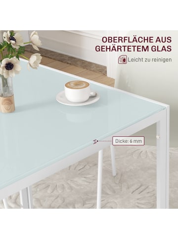 HOMCOM Esstisch-75L x 75B x 75H cm-Weiß