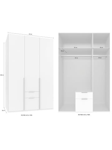 Wimex Kleiderschrank Mugano weiß 135 / 58 / 208cm