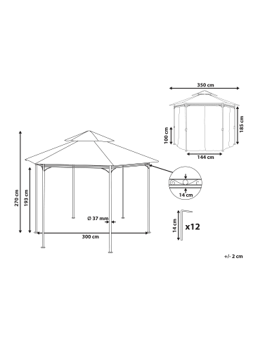 Beliani Pavillon PORTEL in Beige/Schwarz - (W) 350 x (H) 270 x (L) 350 cm