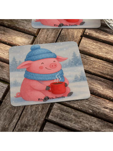 Mr. & Mrs. Panda Bierdeckel Schweinchen Glühwein Design ohne Spruch in Weiß
