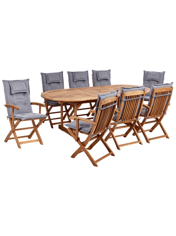 Beliani 9-tlg Gartentisch Set MAUI II in Braun/Grau