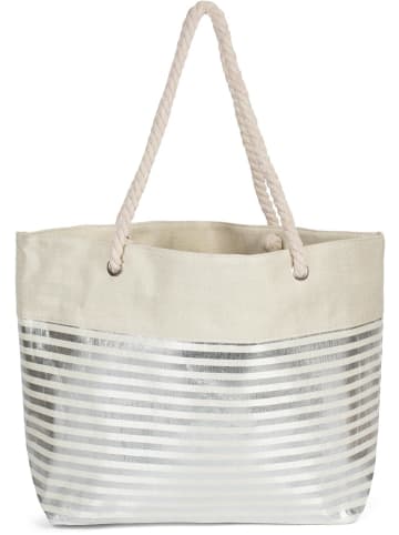 styleBREAKER Strandtasche in Beige-Silber