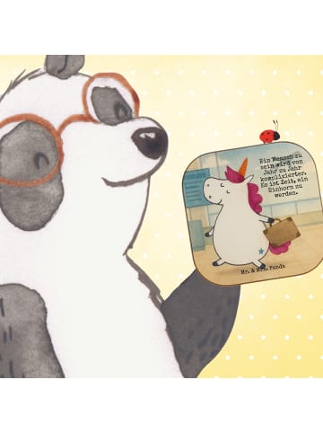 Mr. & Mrs. Panda Untersetzer Glas Einhorn Koffer Design mit Spruch in Weiß