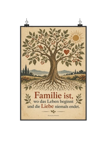 Print Stammbaum nostalgisch Design mit Spruch in Weiß