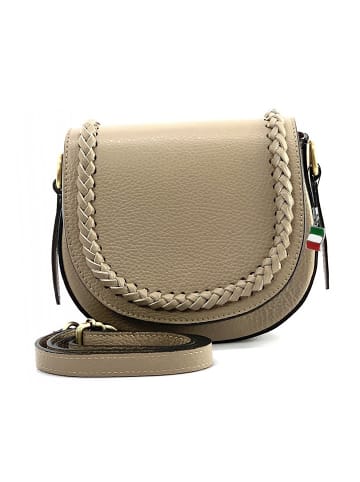 Florence Leder Schultertasche, Umhängetasche Florence Tasche taupe, beige ca. 21cm