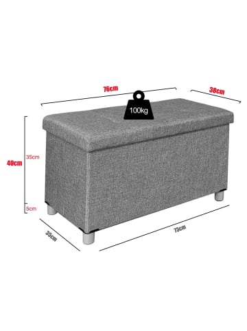 ebuy24 Pouf SizosL Hocker 2 Anthrazit 76 x 38 cm