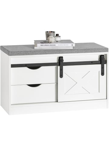 SoBuy Schuhbank in Weiß - (B)80 x (H)49 x (T)30cm