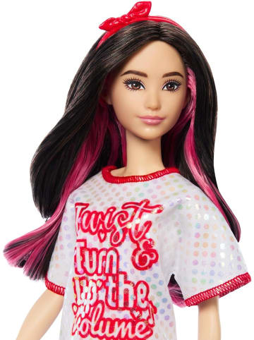 Mattel Barbie Fashionistas Puppe Nr. 214 schwarzes Haar Twist ’n Turn-Kleid 3+ HRH12