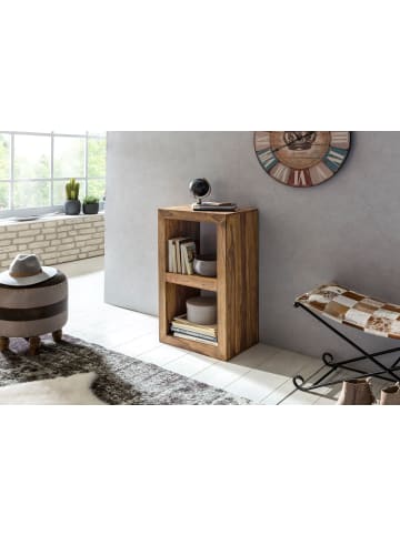 KADIMA DESIGN Standregal Massivholz 88cm hoch 2 Böden Design Holz-Regal in Massivholz