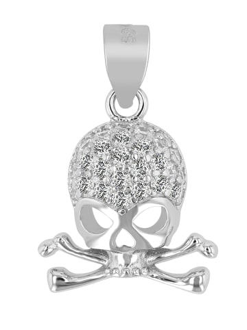 Adeliás Damen Anhänger – Totenkopfanhänger aus 925 Silber mit Zirkonia in silber