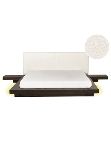 Beliani Doppelbett ZEN in Braun/Weiß - (W) 308 x (H) 86 x (L) 229 cm