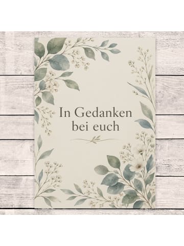 Trauerspruchkarte Blumen tröstlich Design mit S... in Weiß
