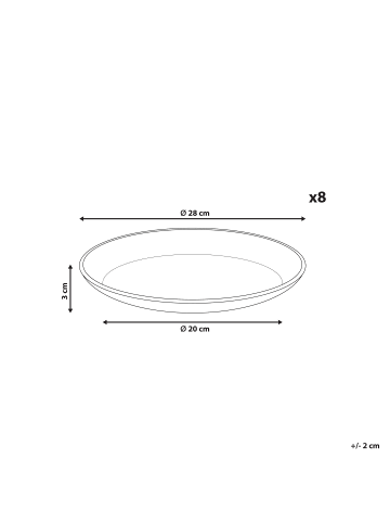 Beliani 8er-Set Teller und Schüsseln SESAME in Grau