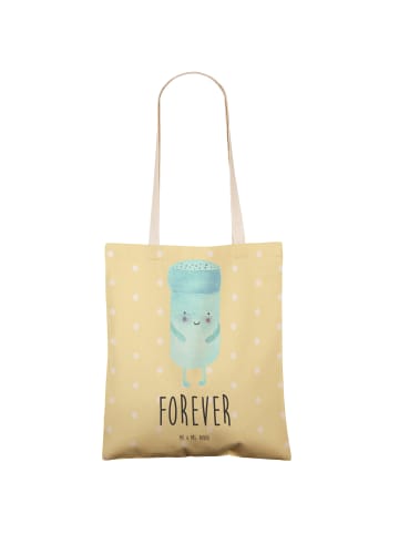 Mr. & Mrs. Panda Shopping Bag Beste Freunde Salz mit Spruch in Gelb Pastell