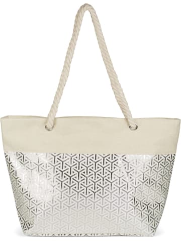 styleBREAKER Strandtasche in Beige-Silber