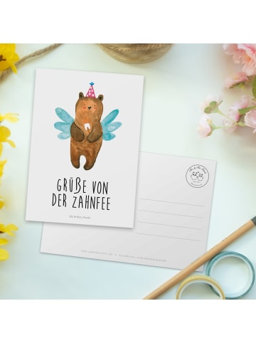 Mr. & Mrs. Panda Ansichtskarte Bär Zahnfee mit Spruch in Weiß