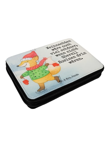 Mr. & Mrs. Panda Mäppchen Fuchs  Schlittschuhe Design mit Spruch in Weiß