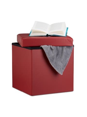 relaxdays Faltbarer Sitzhocker in Dunkelrot - (B)38 x (H)38 x (T)38 cm