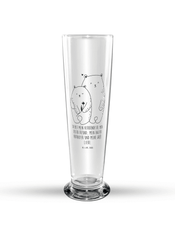 Mr. & Mrs. Panda Bierglas Bären Liebe mit Spruch in Transparent