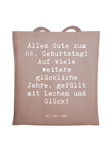 Mr. & Mrs. Panda Jutetasche Spruch 66. Geburtstag Glückwünsche m... in Braun Pastell