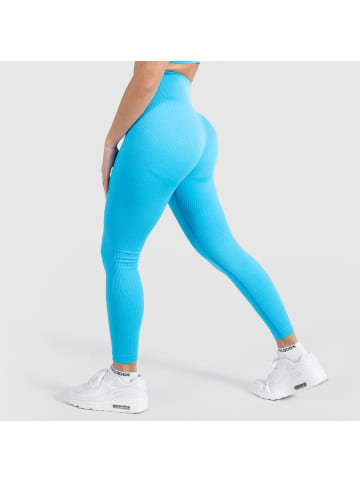 SMILODOX Kompression Leggings Amaze Ripp in Hellblau Melange