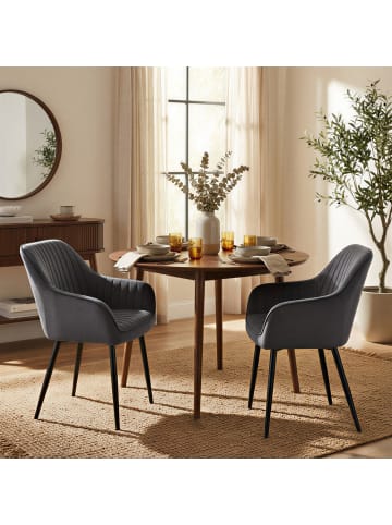 SONGMICS 2er-Set: Esszimmerstuhl in Dunkelgrau-Schwarz - (B)62.5 x (H)85 x (T)60 cm