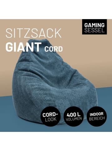 Lumaland LUMALAND GIANT Cord Sitzsack mit stabiler Lehne - Navyblau