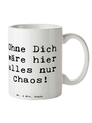 Mr. & Mrs. Panda Keramtiktasse Spruch Reinigungskraft Held mit S... in Weiß
