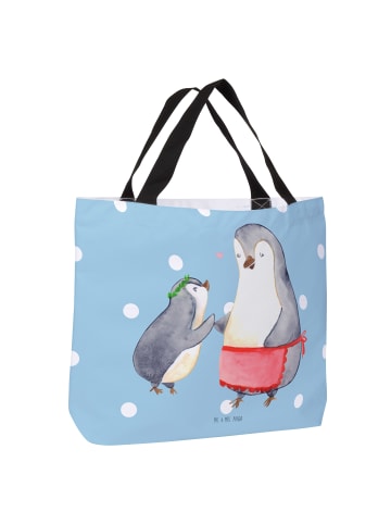 Mr. & Mrs. Panda Shopper Pinguin mit Kind ohne Spruch in Blau Pastell