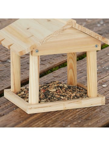 relaxdays Vogelfutterhaus in Natur - (B)26 x (H)22 x (T)22 cm