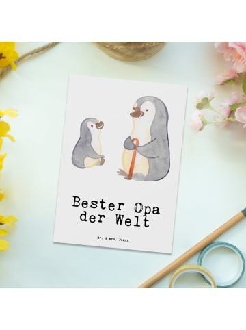 Mr. & Mrs. Panda Wanddeko Pinguin Bester Opa der Welt mit Spruch in Weiß