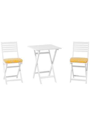 Beliani 3-tlg Bistro Set FIJI in Weiß/Gelb