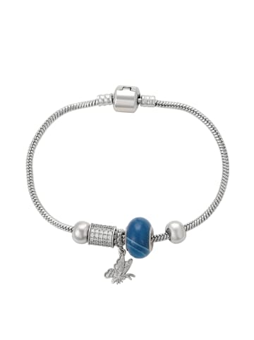 faina Women Snake Chain Bracelet With Charms in Silver Blue