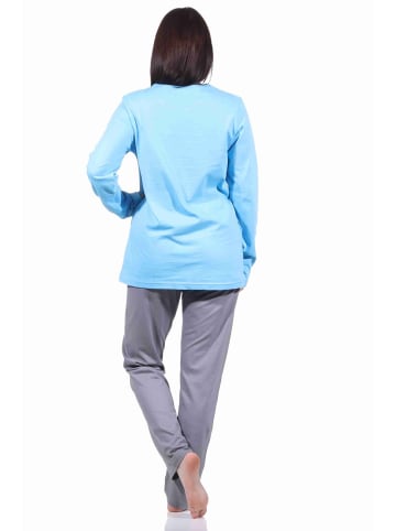 NORMANN Pyjama langarm Schlafanzug Sterne - 70725 in hellblau