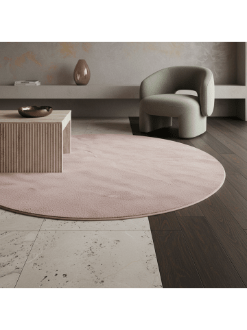 KADIMA DESIGN Teppich Kurzflor Waschbar Einfarbig LECH Strapazierfähig OEKO-TEX in Rosa