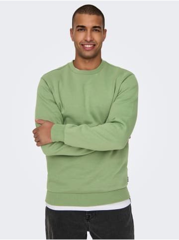 Only&Sons Basic Sweatshirt Langarm Pullover ohne Kapuze ONSCERES in Grün-3