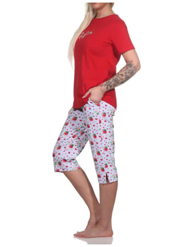 NORMANN kurzarm Capri Schlafanzug Pyjama - 78832 in rot