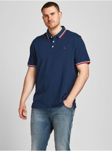 Jack & Jones + Fit Polo Shirt JJEPAULOS Sommer Hemd Pique in Dunkelblau