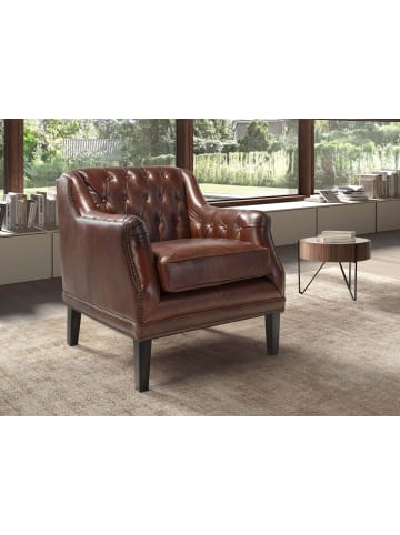 Angel Cerdá Chester-Sessel 5204 aus cognacbraunem Rindsleder, Walnussbeine