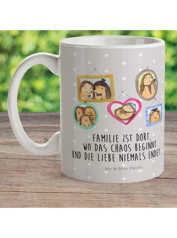 Mr. & Mrs. Panda Plastikbecher Igel Familie mit Spruch in Grau Pastell