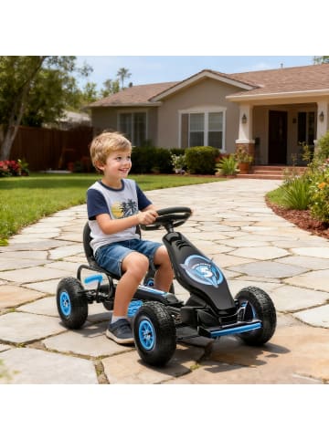 HOMCOM Gokart Tretauto in Blau & Schwarz 121L x 58B x 61H cm