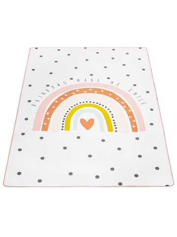 KADIMA DESIGN Kinderteppich waschmaschinenwaschbar Regenbogen Kinderzimmer in Creme