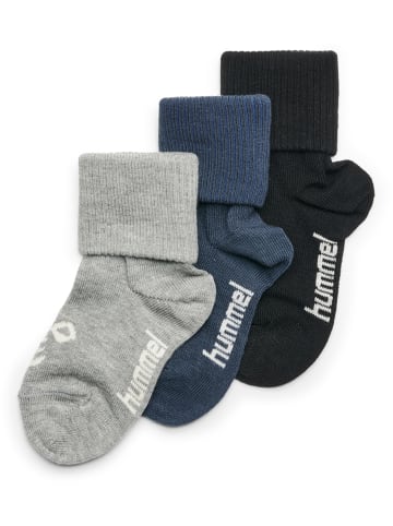 Hummel Hummel Long Socken Sora 3-Pack Kinder in BLACK/GREY MELANGE/BLUE NIGHTS