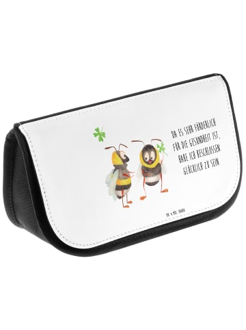Mr. & Mrs. Panda Schminktäschchen Hummeln Kleeblatt mit Spruch in Weiß