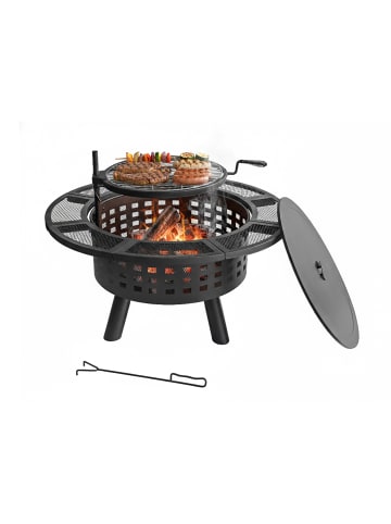 relaxdays Feuerschale in Schwarz - (H)73 x Ø 91,5 cm