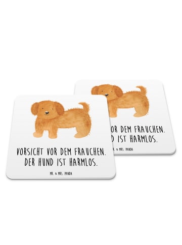 Mr. & Mrs. Panda Coaster Hund Flauschig mit Spruch in Weiß