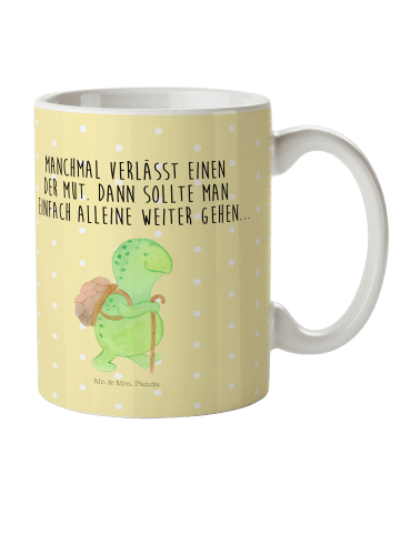 Mr. & Mrs. Panda Kindertasse Schildkröte Wanderer mit Spruch in Gelb Pastell